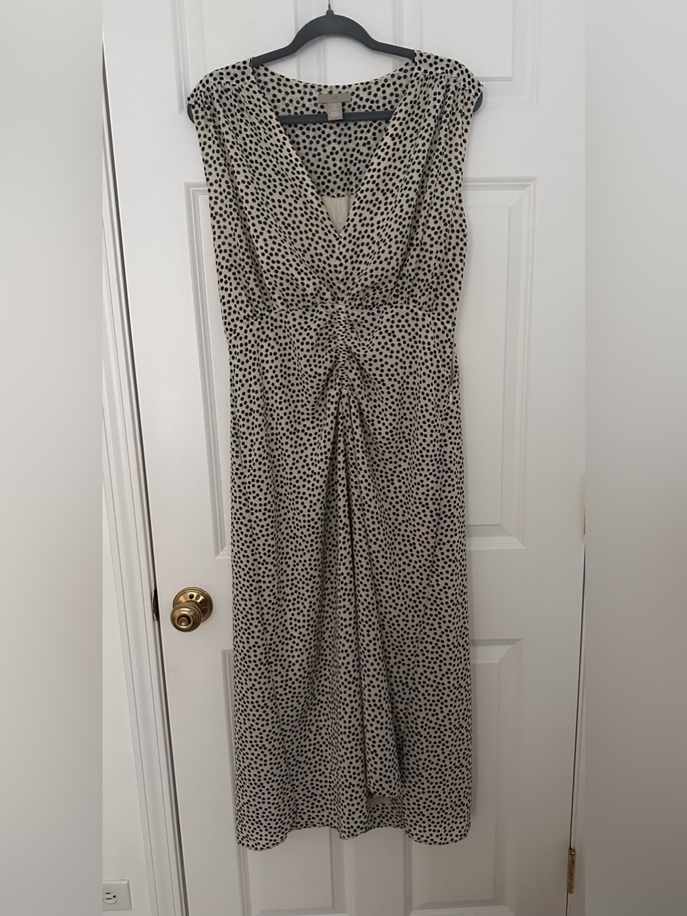H&M Beige Maxi Dress with Black Polka Dots